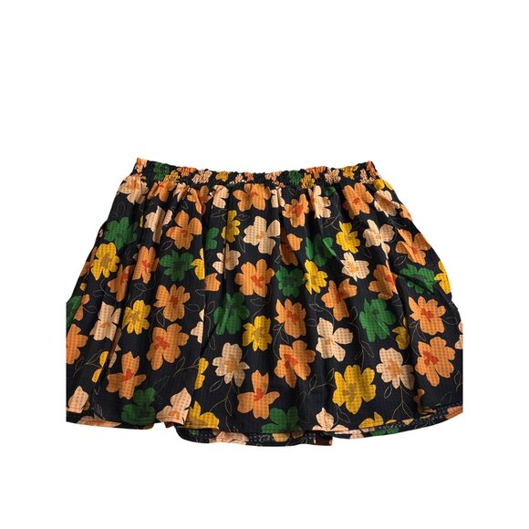 Who What Wear Floral Print Smocked Waist Tie A-Line Skirt 2X Knee Length New - Picture 2 of 5